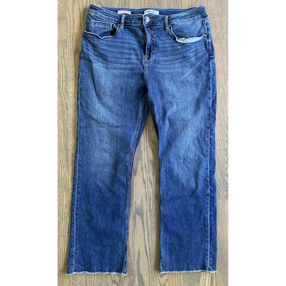 Vigoss Jeans Crosby Distressed Raw Hem Straight Leg Jeans Women Size 33